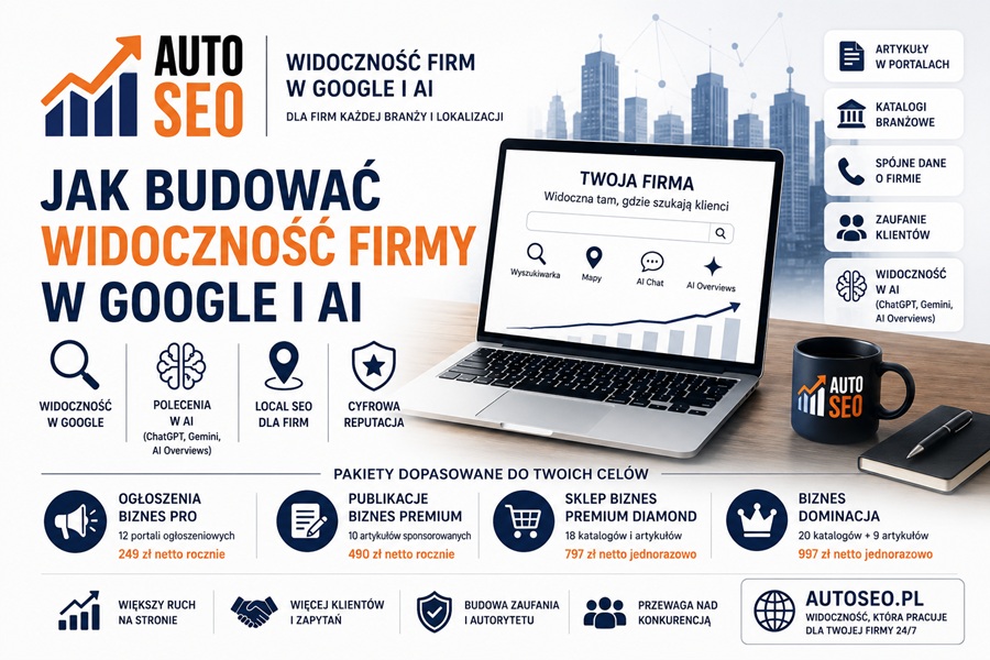 AutoSEO.pl pomaga firmom budować widoczność organiczną w wyszukiwarkach, w Google i systemach AI